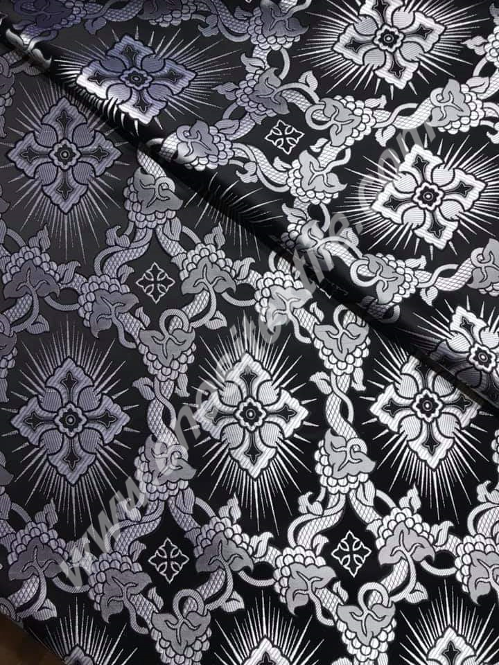 KL-003 Black-Silver Brocade Fabrics